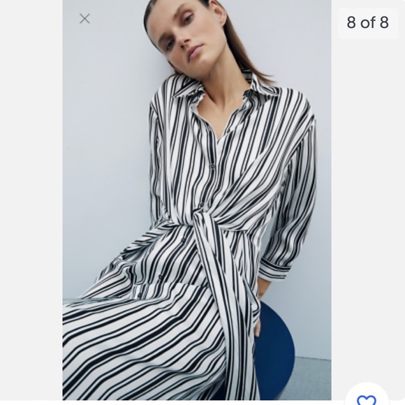 Zara stunning striped shirt satin dress 🌸 super smart, brand new - Picture 3 of 4